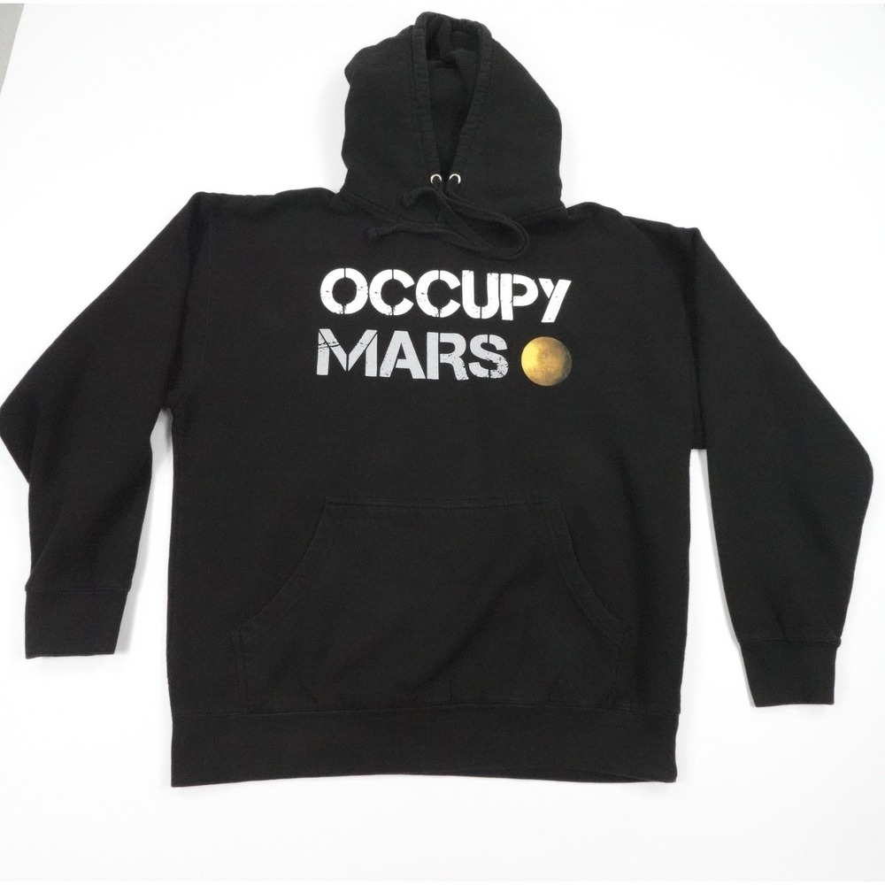 Space X Occupy Mars Hoodie Mens XL Black Sweatshirt Pullover Graphic Space‎